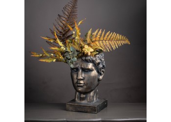 Antique Style Bronze Roman Head Planter 