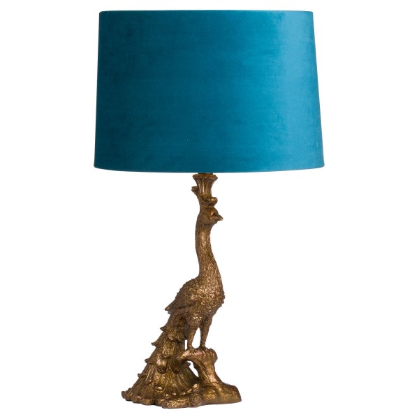Gold Peacock Lamp With Velvet Shade