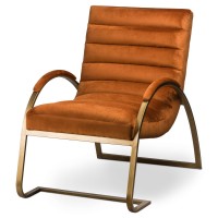 Gatsby Burnt Orange Velvet Arched Brass Chair 