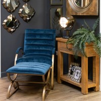 Gatsby Blue Velvet Arched Brass Chair