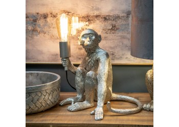 Silver Sitting Monkey Table Lamp