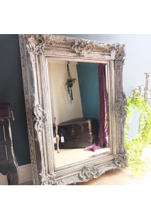 LARGE SILVER BEVELED GLASS MIRROR
