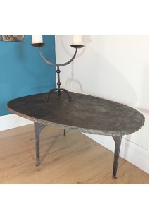 IRON AND NATURAL SLATE COFFEE TABLE
