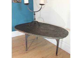 Iron and Natural Slate Coffee Table