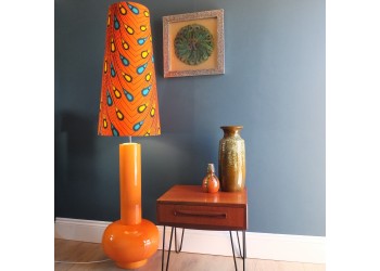 1980’s Retro Orange Lamp With Handmade Shade