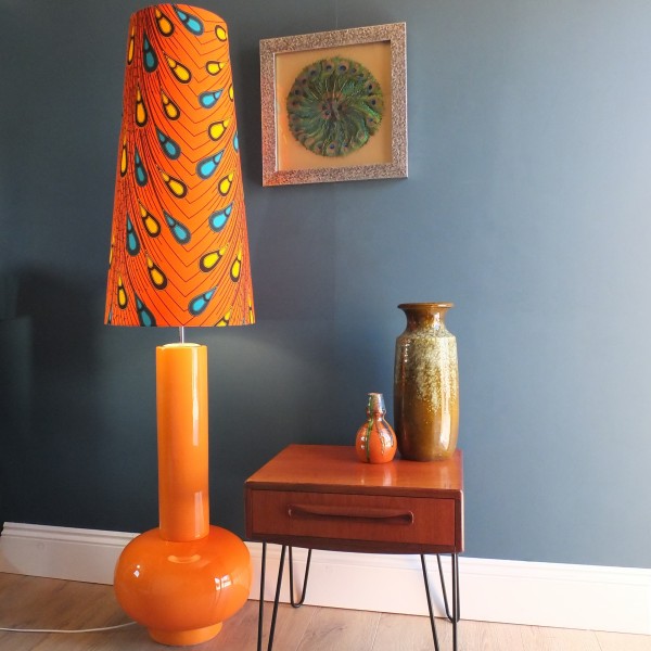 1980’s Retro Orange Lamp With Handmade Shade