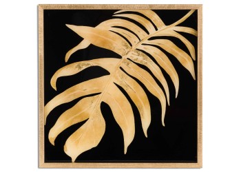 Large Handcrafted Metallic Palm leaf Glass Picture 