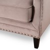 Sumptuous Neutral Velvet Studded Armchair   