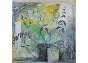 Yellow And Green Flower Arrangement - By Rachel Jeffrey