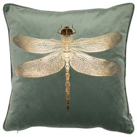 Dragonfly Velvet Feather Cushion