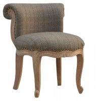 Petite Tweed French Carved Chair