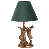 Vintage Style Gold Hares Lamp With Velvet Shade 