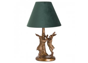 Vintage Style Gold Hares Lamp With Velvet Shade 
