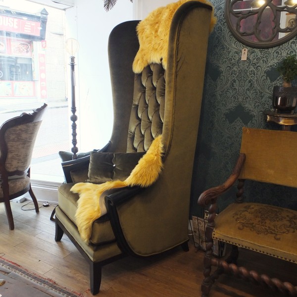 The Kingsman Green Velvet Chesterfield Porters Chair 