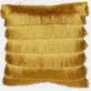 Tassel Flapper Feather Cushion Mustard Gold
